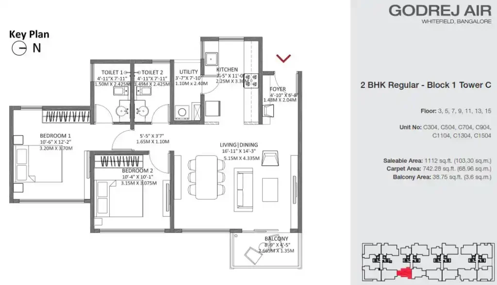 Godrej Air 2 bhk floor plan