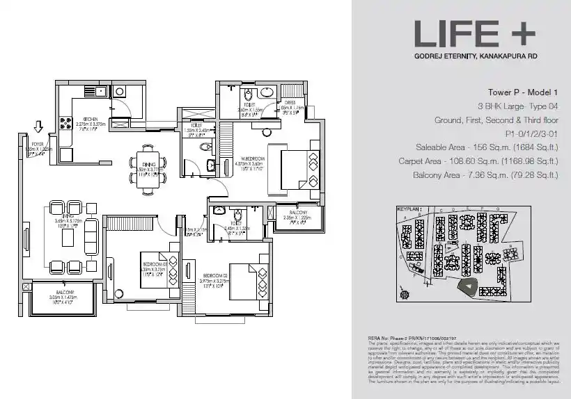 Godrej Life Plus 3 bhk Floor Plan