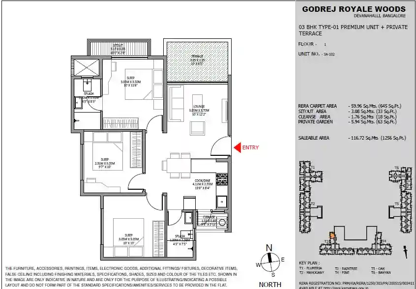 Godrej Royale Woods 3 bhk floor plan
