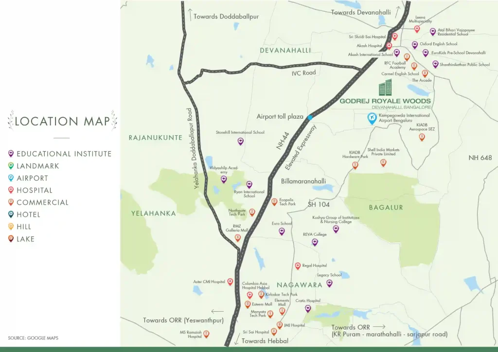 Godrej Royale Woods location map with landmarks